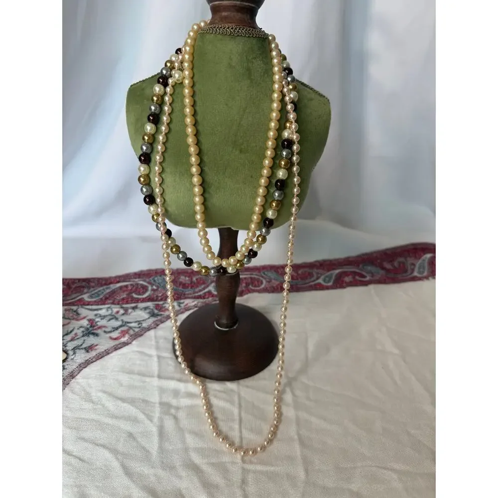 Vintage Faux Pearl Jewelry Lot Marvella Japan Necklaces Earrings Mid Century - Picture 11 of 14